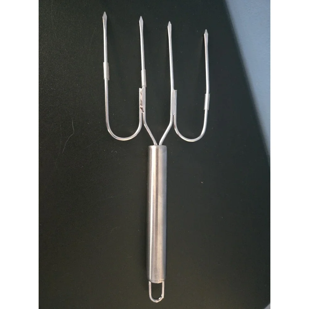 Set Of 2 Meat Forks Turkey Lifters Stainless Steel 4 Prong 11x4